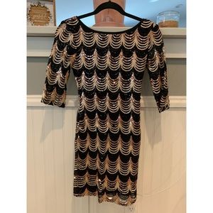 Black and gold cocktail dress